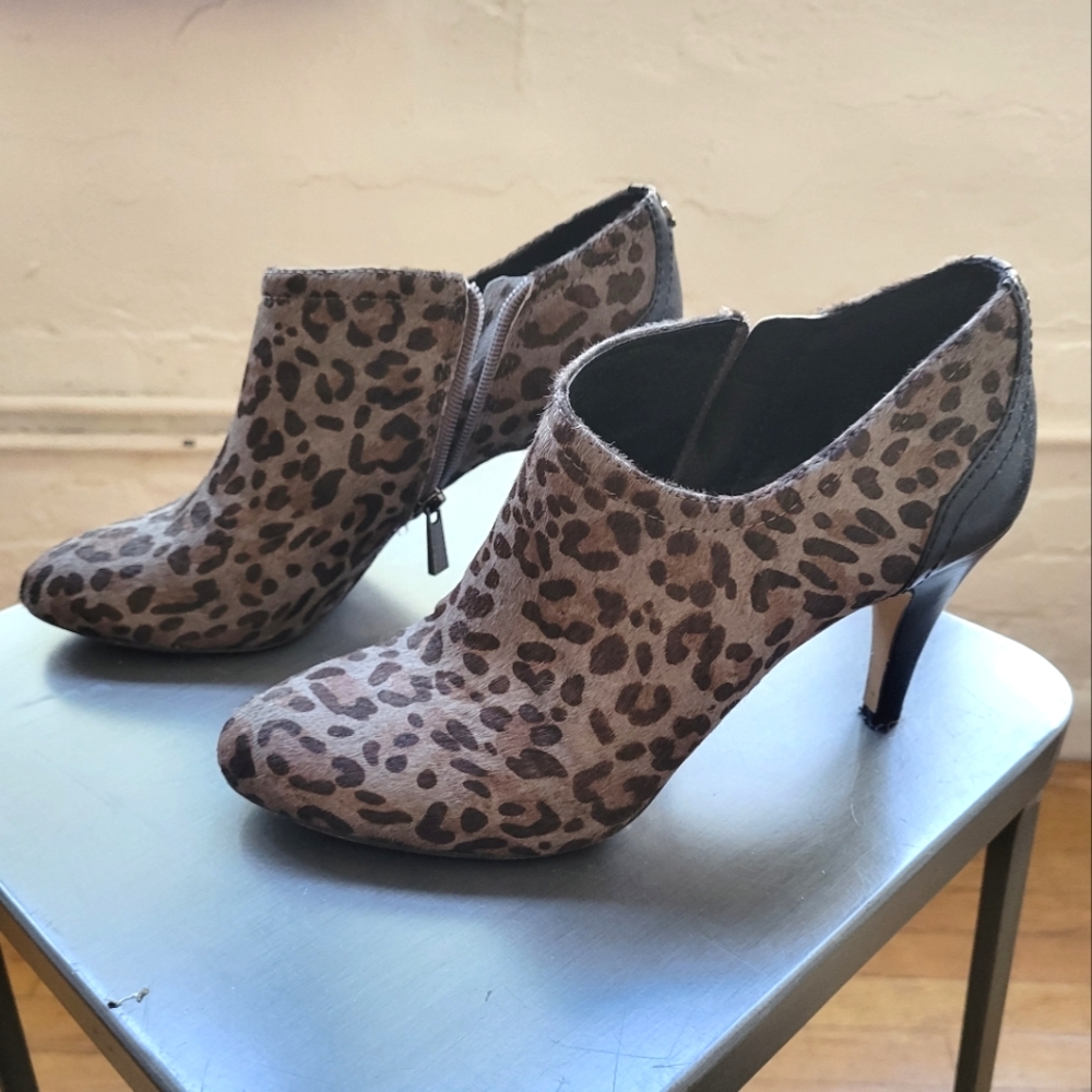 Vince Camuto Grey Leopard Print Bootie